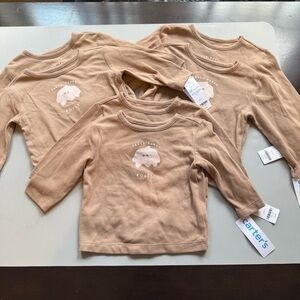 6 Carter’s “Fresh Baked Rolls” Baby Long Sleeve Tee Tops (6M. 9M. 12M) LOT NWT